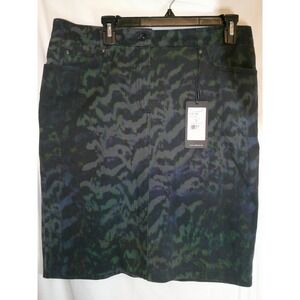 Bianca Jona Skirt Pencil Knee Length Abstrct Print Green Spirit Size 12 $188 NWT
